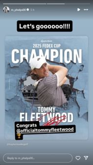 Phelps congratulated Tommy Fleetwood on PGA Tour victory; Instagram - @m_phelps00